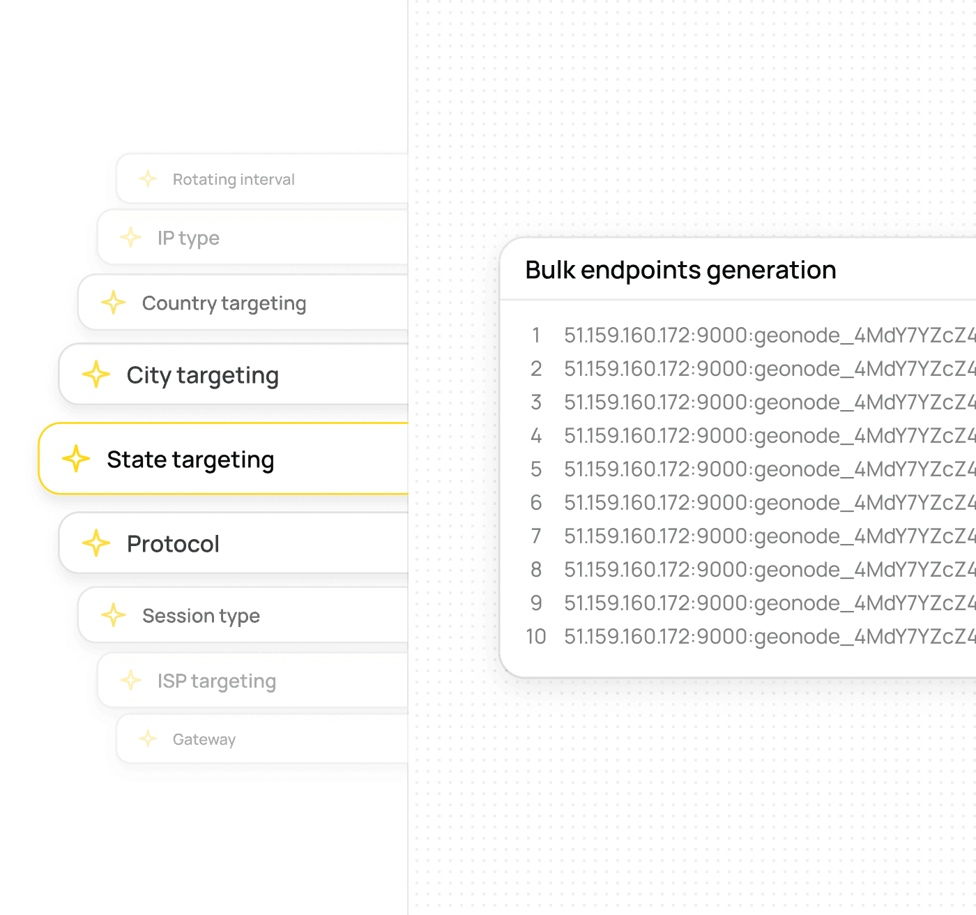 Rotating datacenter proxies and Geonode dashboard with usage, plan, and reseller tools